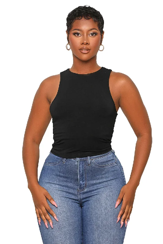 The Good Life Crop Tank Top (Black)- FINAL SALE