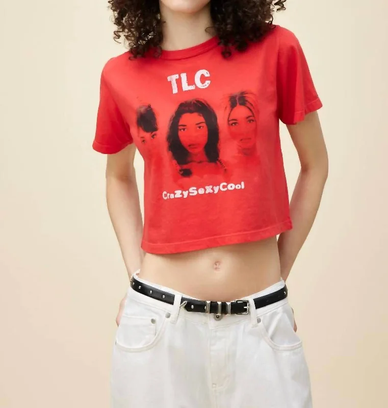 Tlc Crazy Sexy Cool Boxy Crop Tee Top In Vintage Red