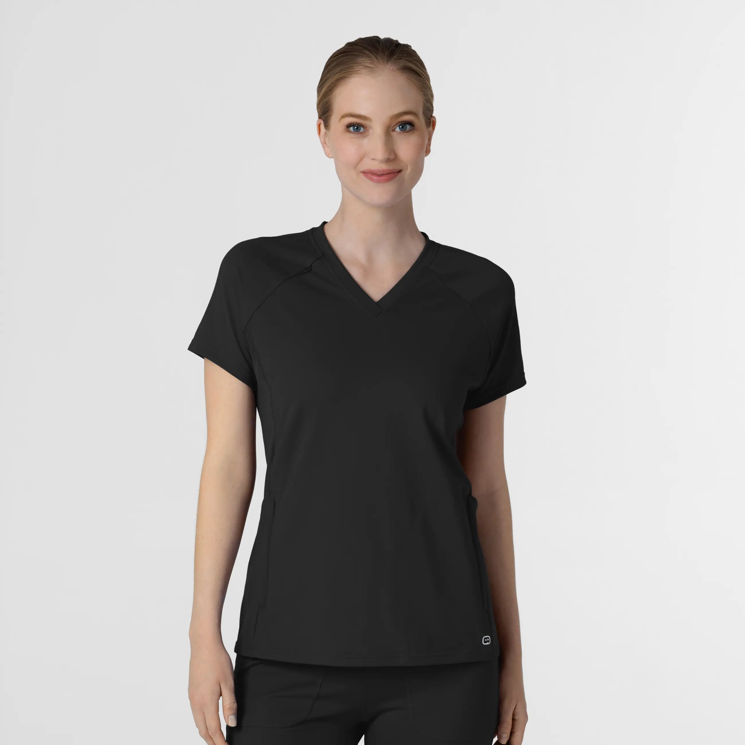 Wink Knit Women's Flex-n-Reach V-Neck Raglan Scrub Top - Black