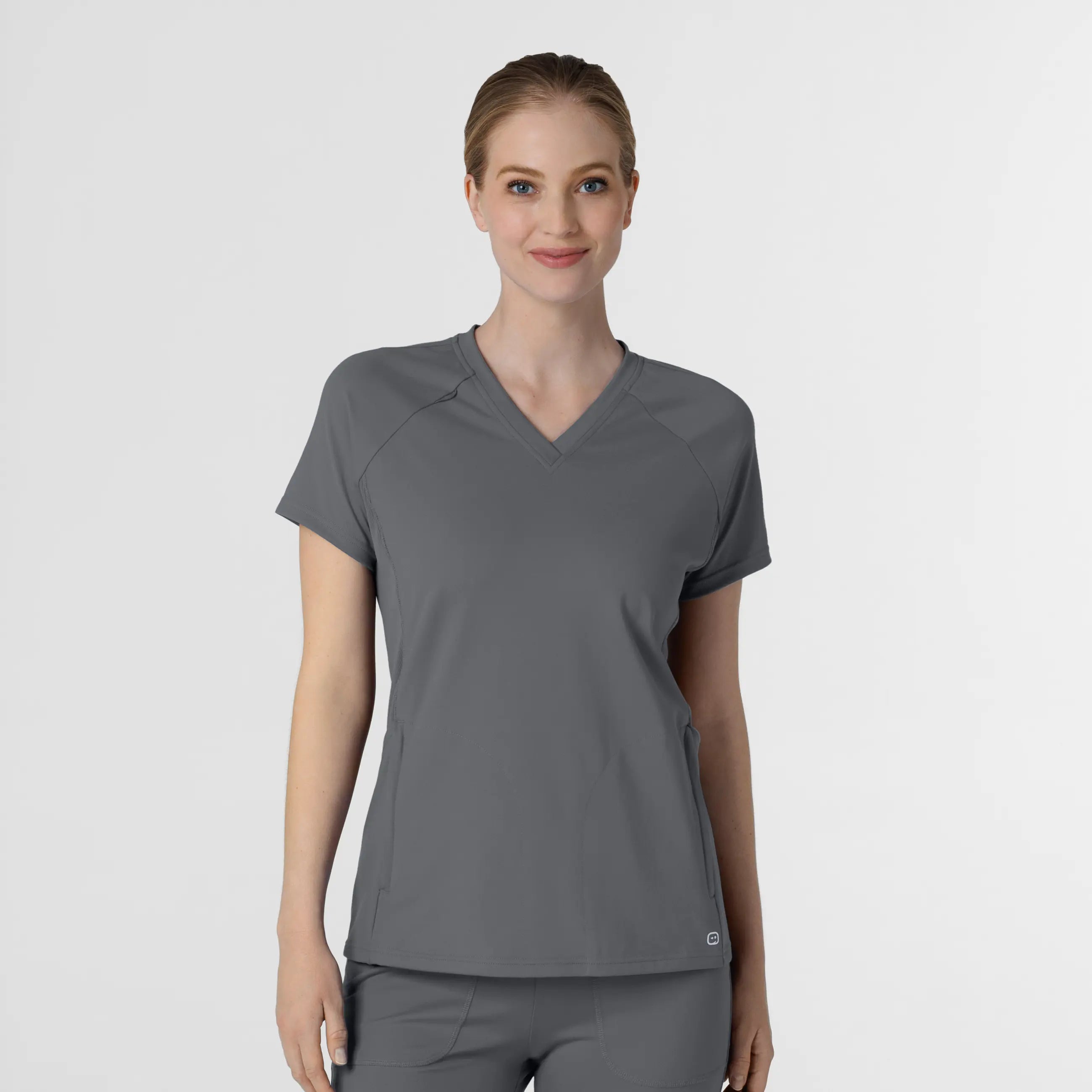 Wink Knit Women's Flex-n-Reach V-Neck Raglan Scrub Top - Pewter