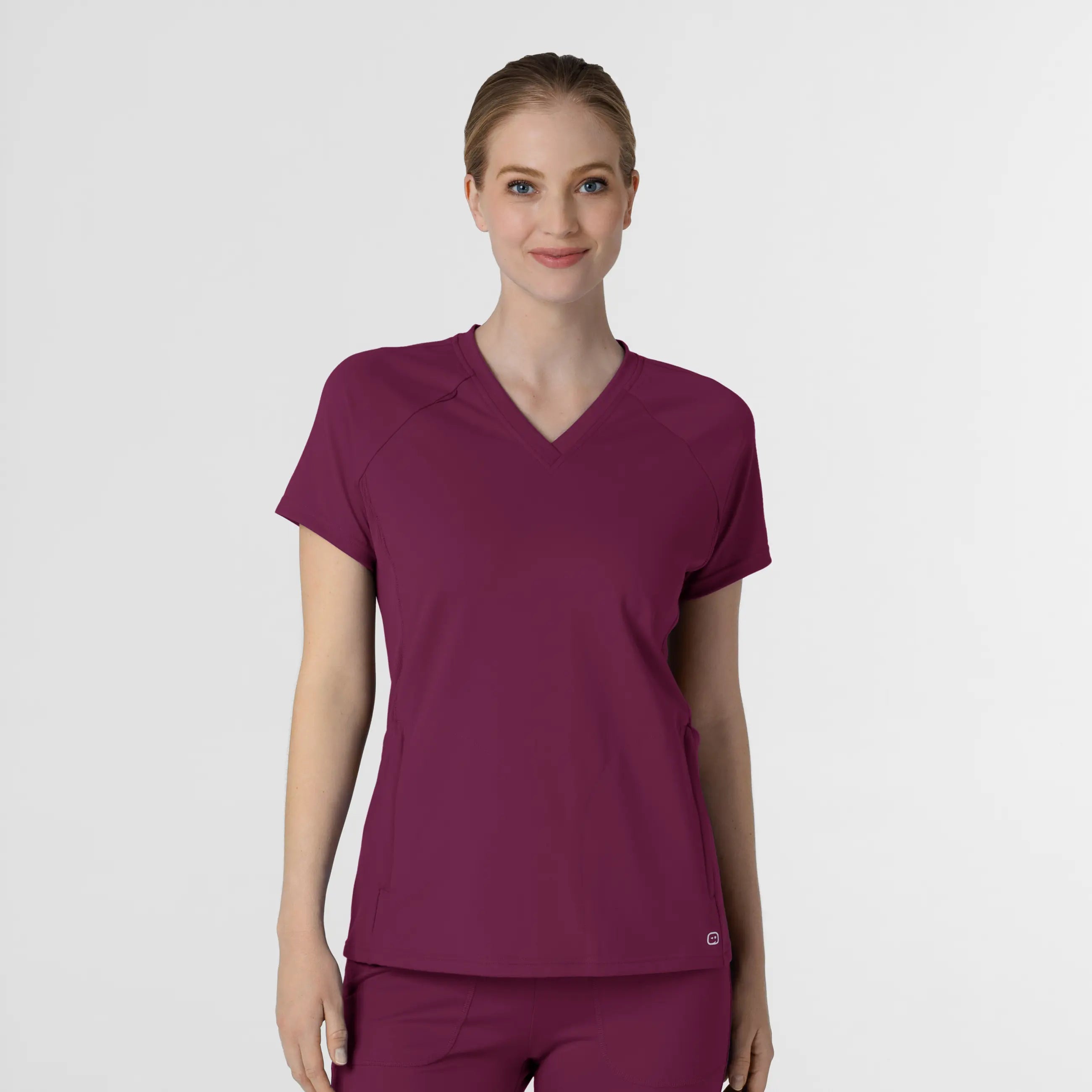 Wink Knit Women's Flex-n-Reach V-Neck Raglan Scrub Top - Wine