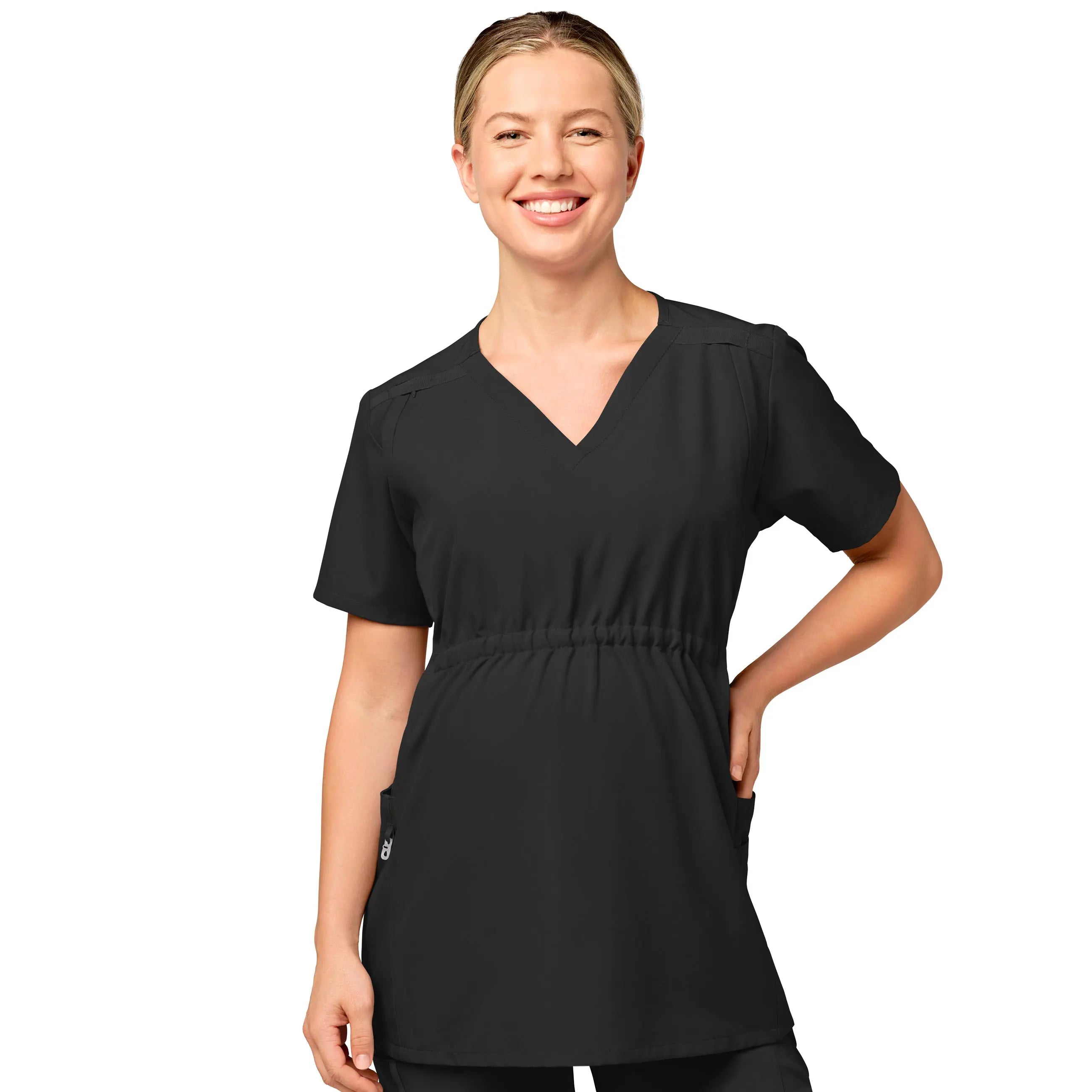 Wink Maternity V-Neck Scrub Top - Black