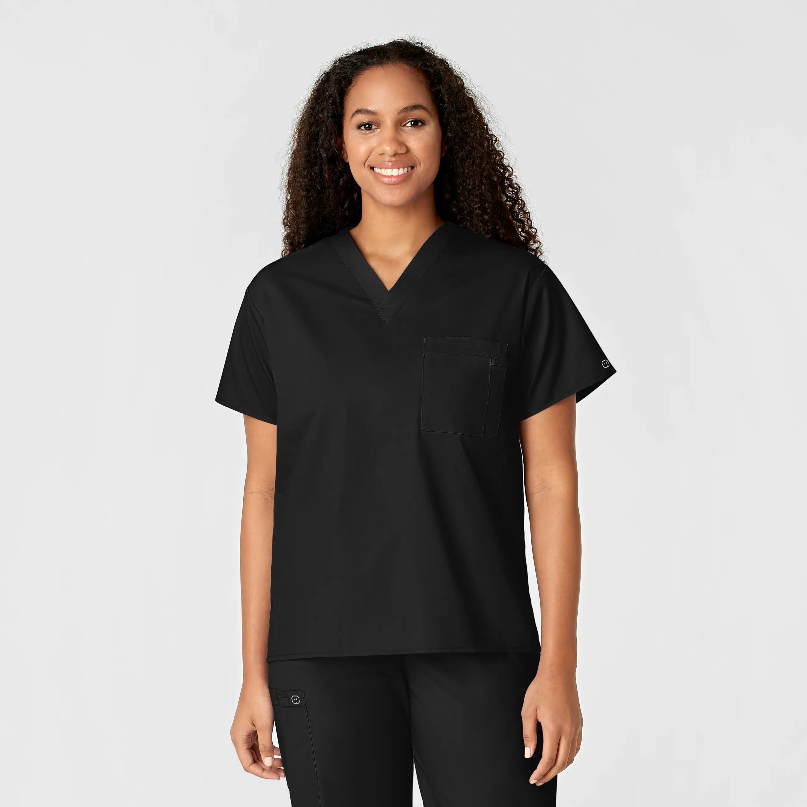 Wink Unisex V-Neck Scrub Top - Black