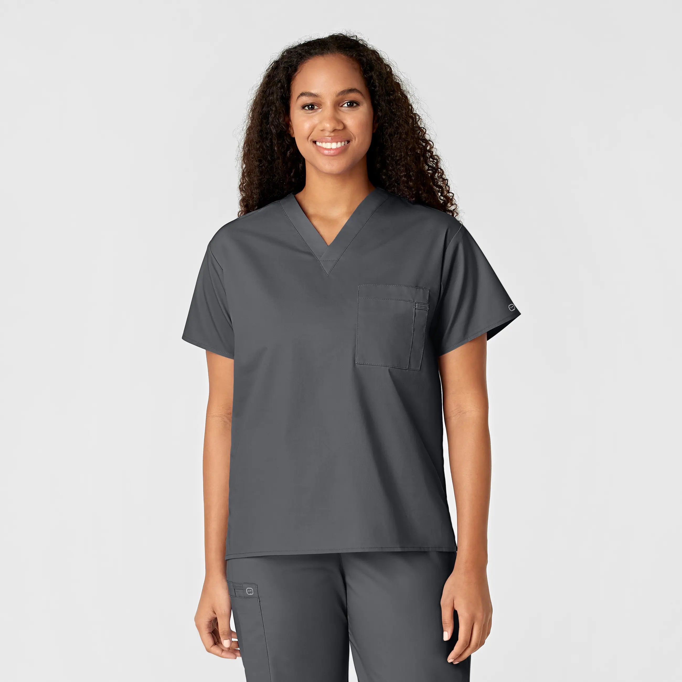 Wink Unisex V-Neck Scrub Top - Pewter