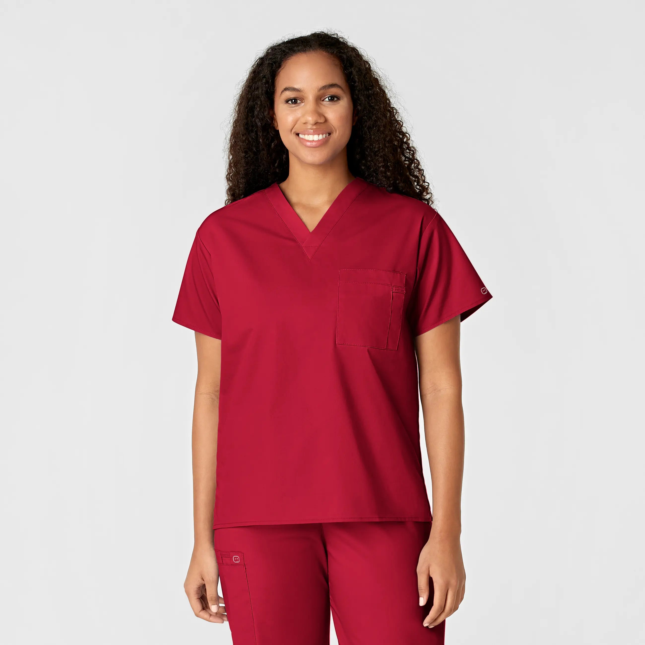 Wink Unisex V-Neck Scrub Top - Red