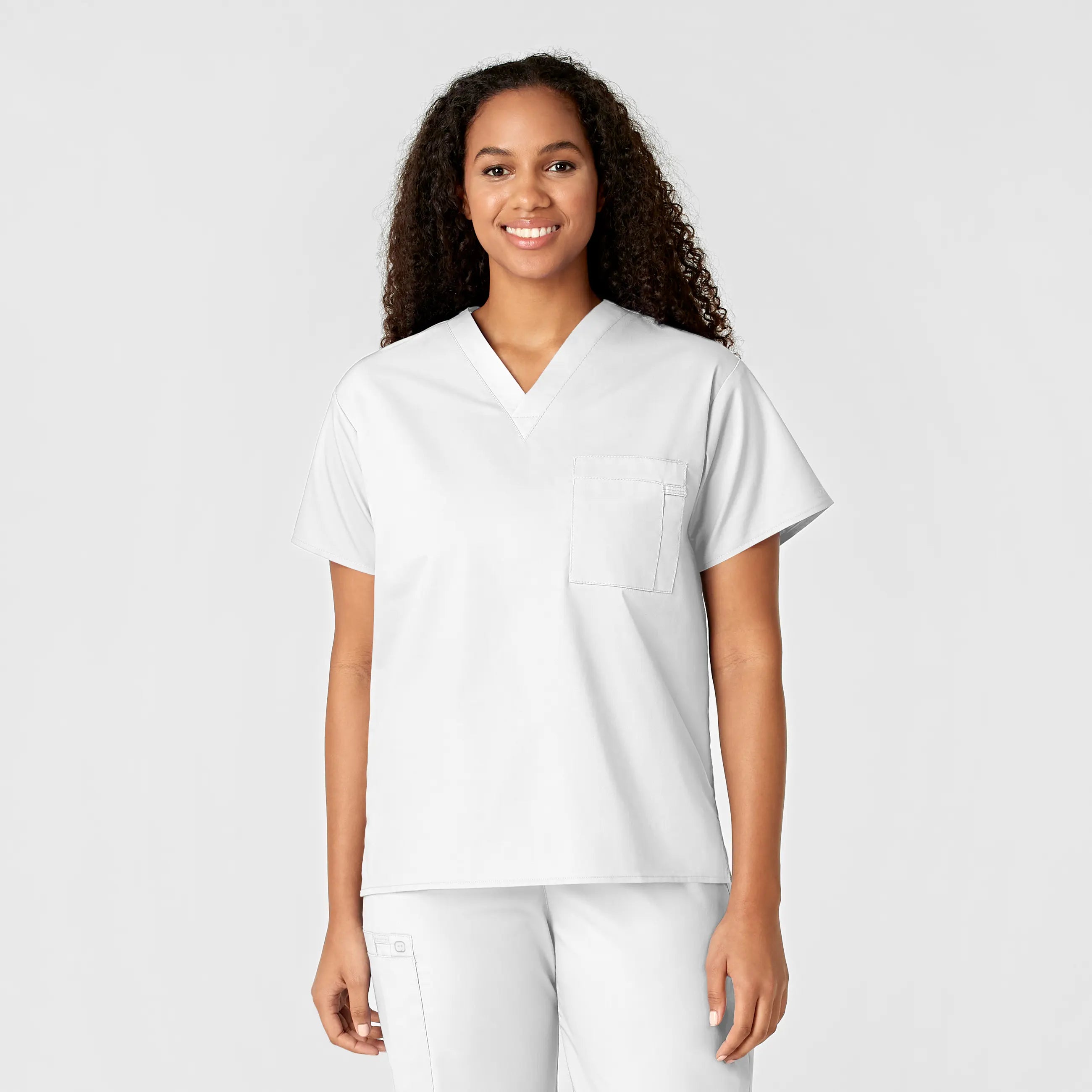 Wink Unisex V-Neck Scrub Top - White