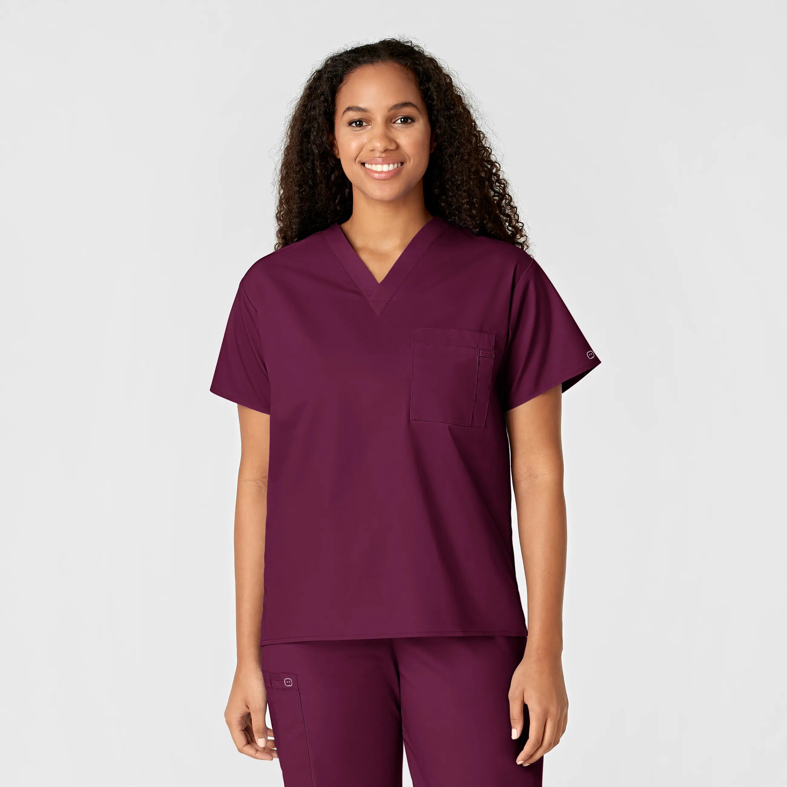 Wink Unisex V-Neck Scrub Top - Wine