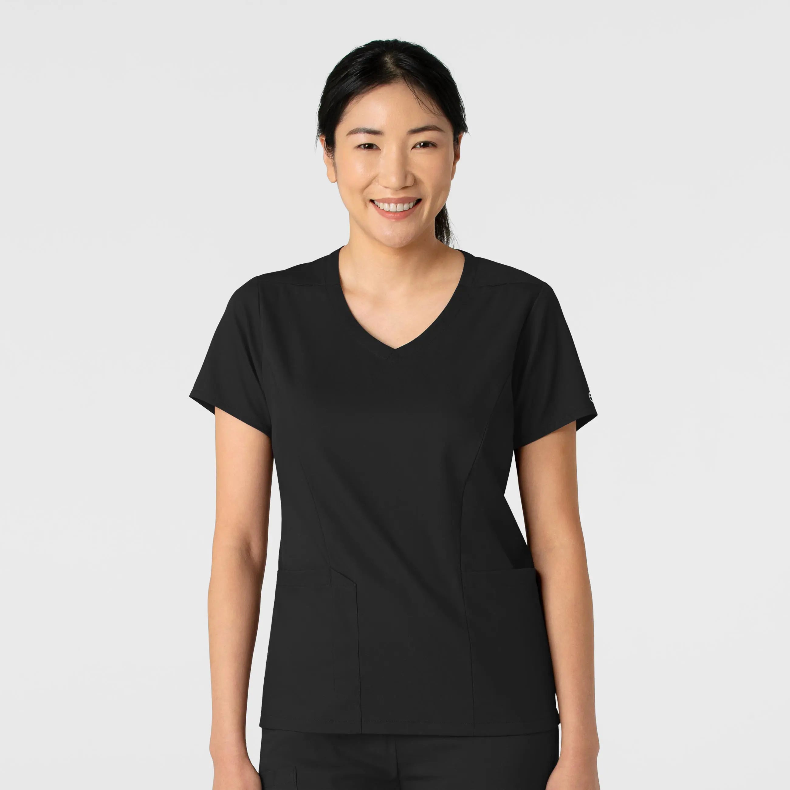 Wink Women's 2-Pocket V-Neck Scrub Top - Black