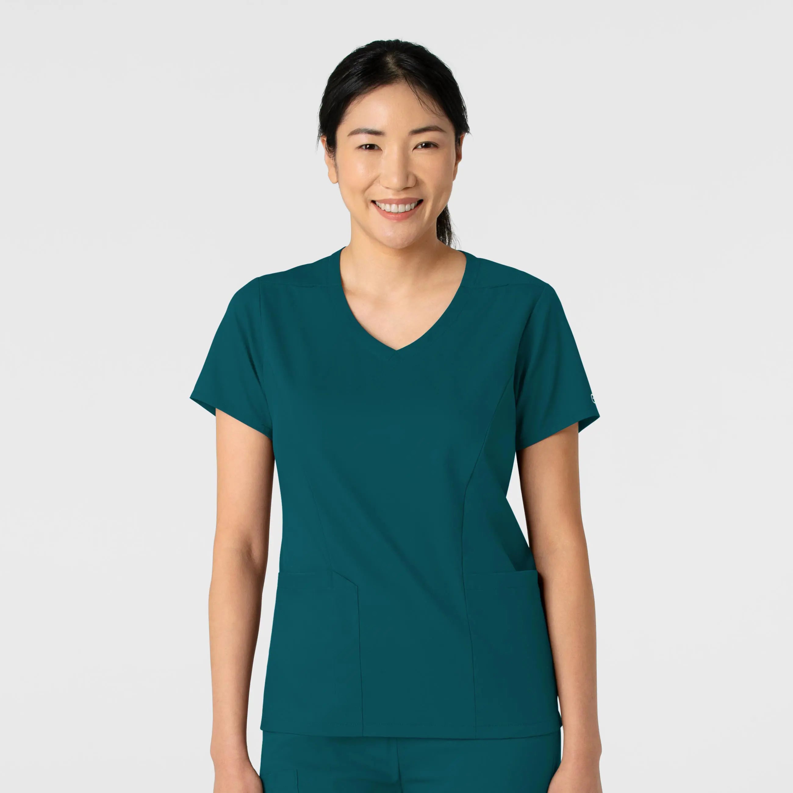 Wink Women's 2-Pocket V-Neck Scrub Top - Caribbean Blue