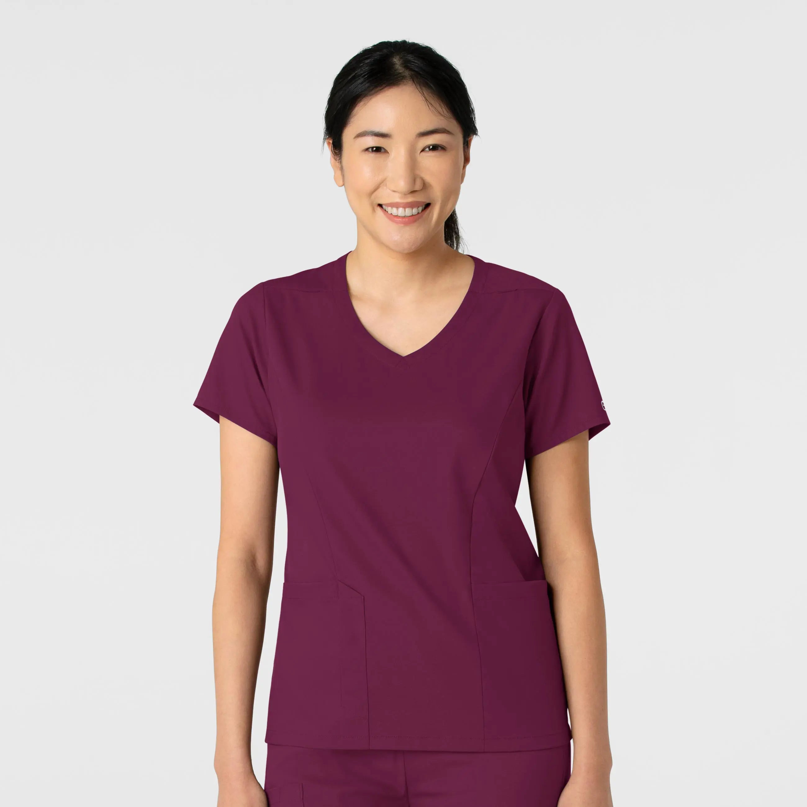 Wink Women's 2-Pocket V-Neck Scrub Top - Wine