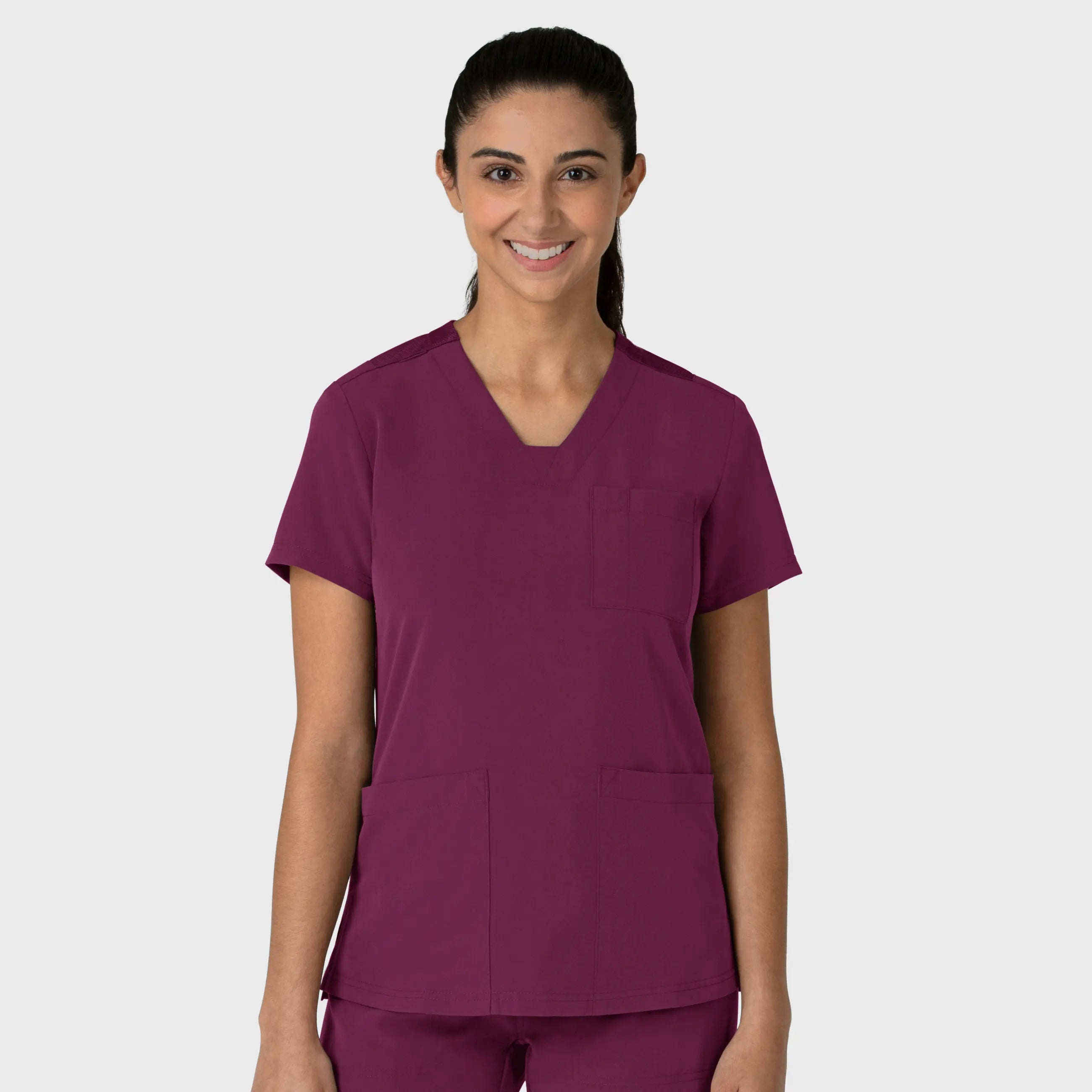 Wink Women's Nova Flex-n-Reach V-Neck Scrub Top - Wine