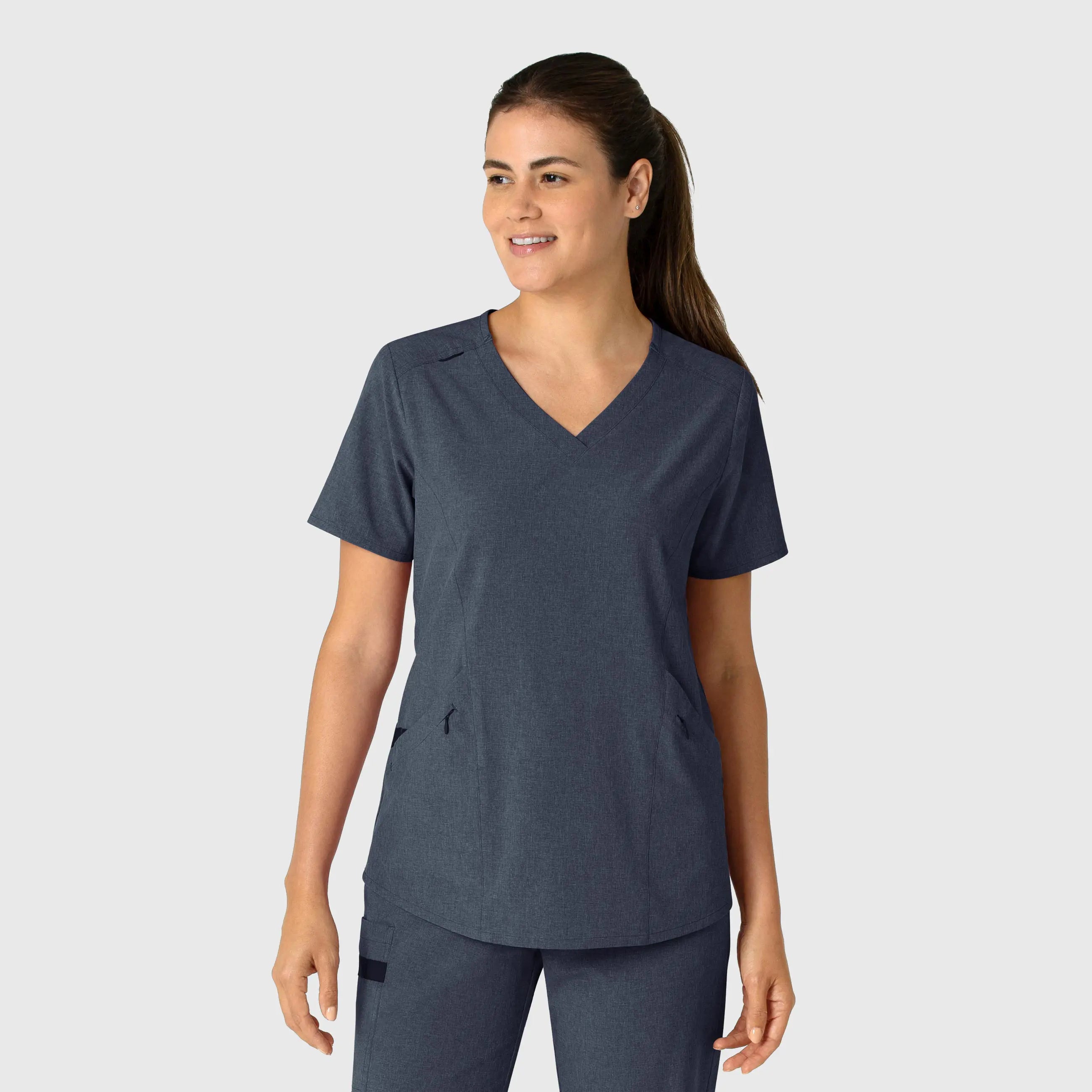 Wink Women's RENEW V-Neck Scrub Top - Navy Heather