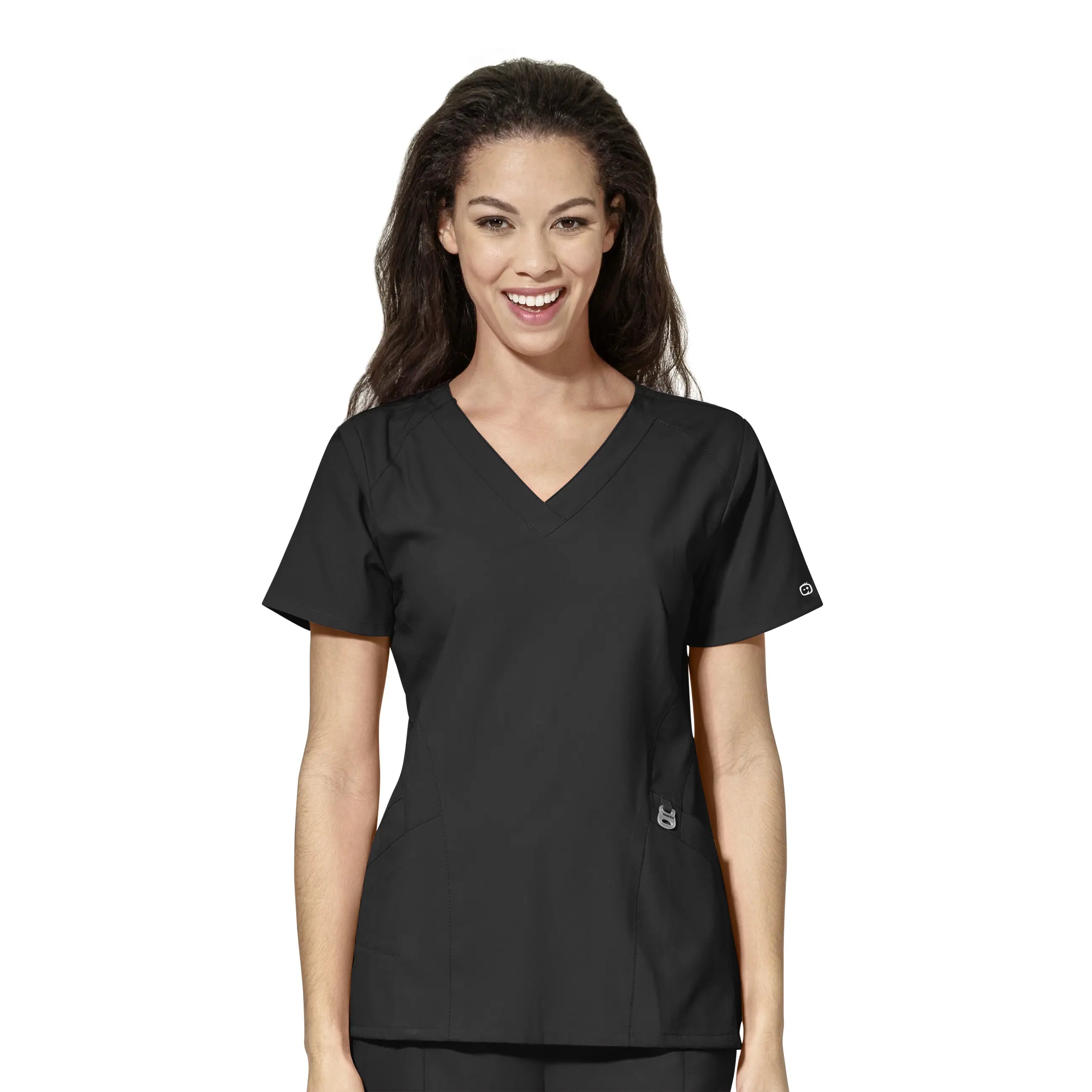 Wink Women's Stylized V-Neck Scrub Top - Black