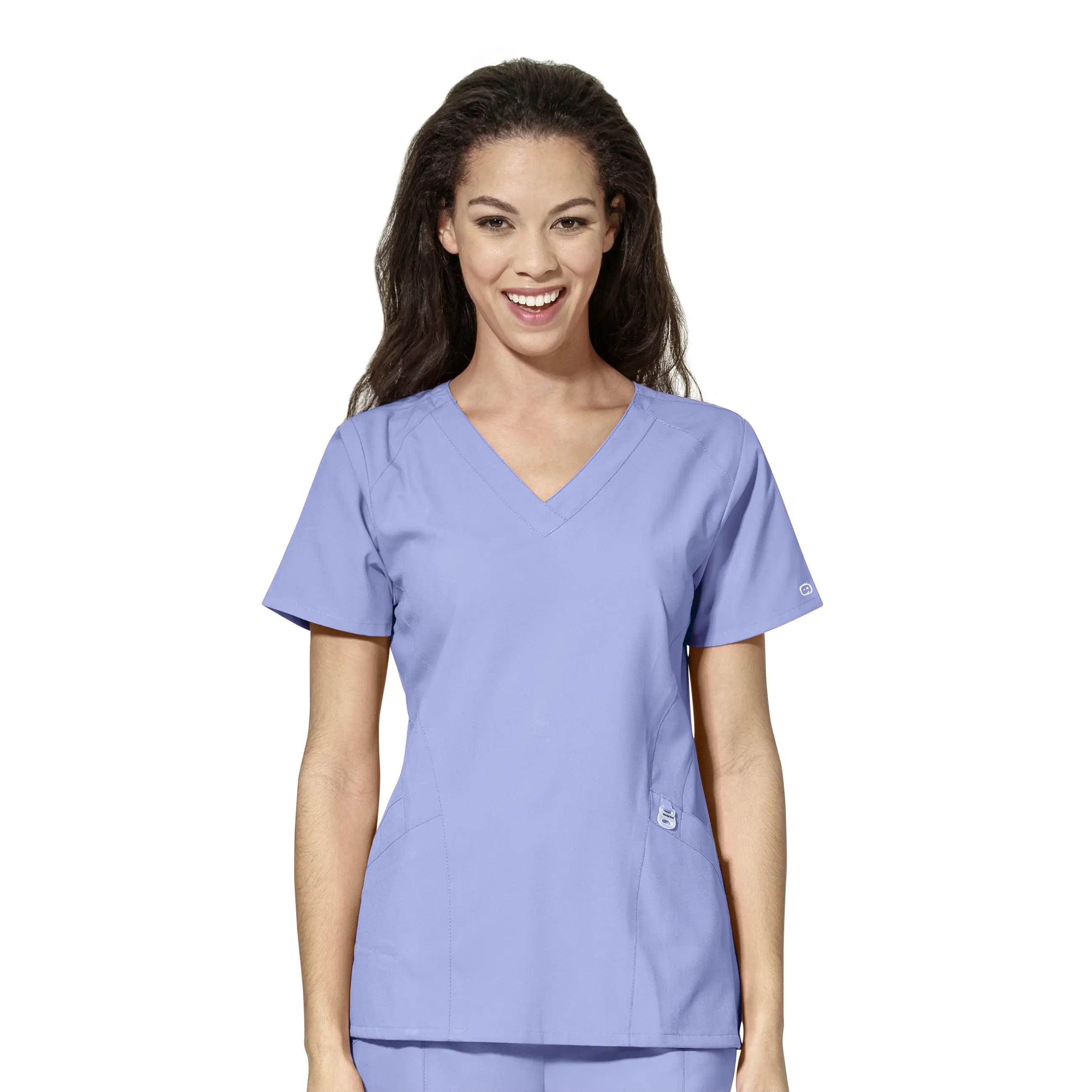 Wink Women's Stylized V-Neck Scrub Top - Ceil Blue