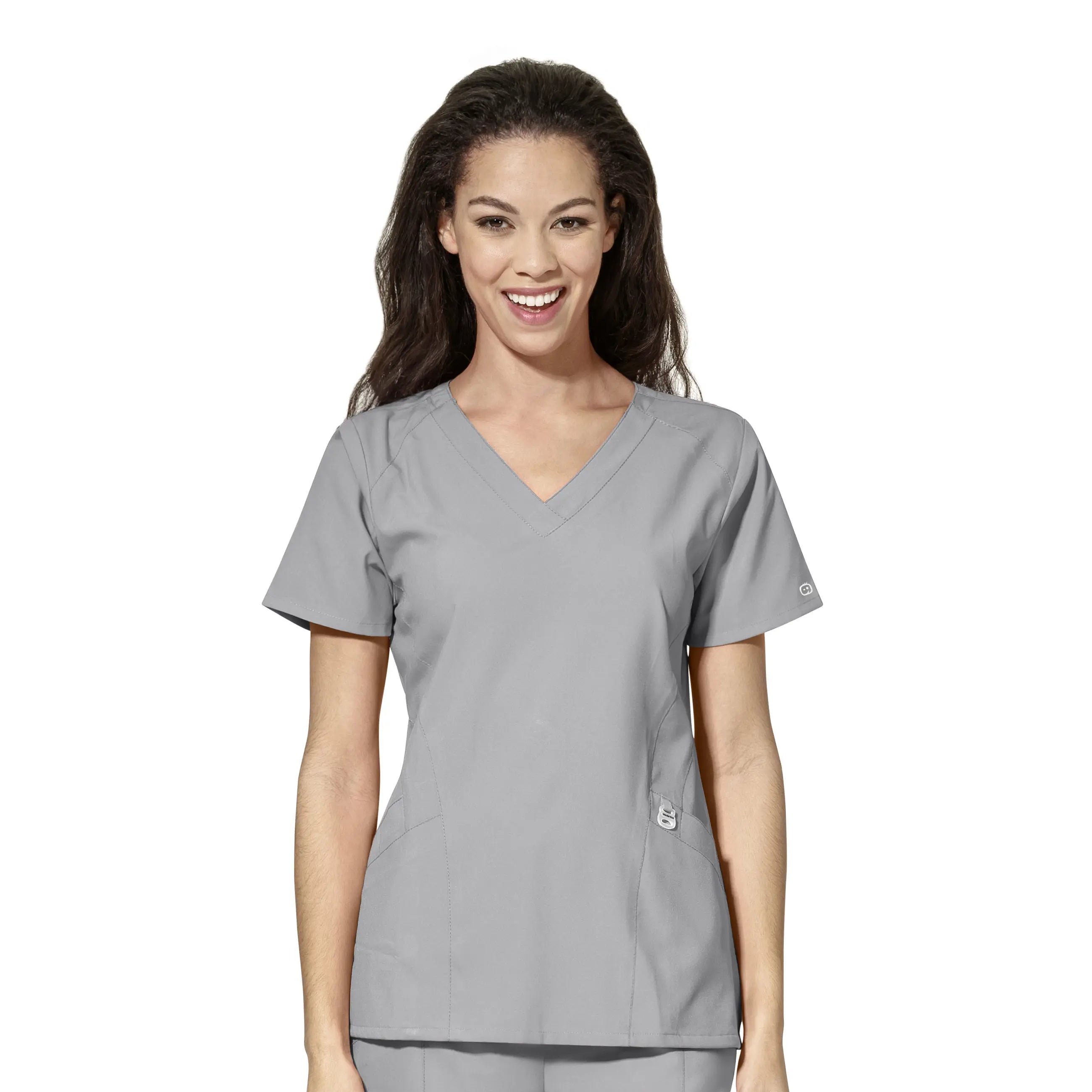 Wink Women's Stylized V-Neck Scrub Top - Grey