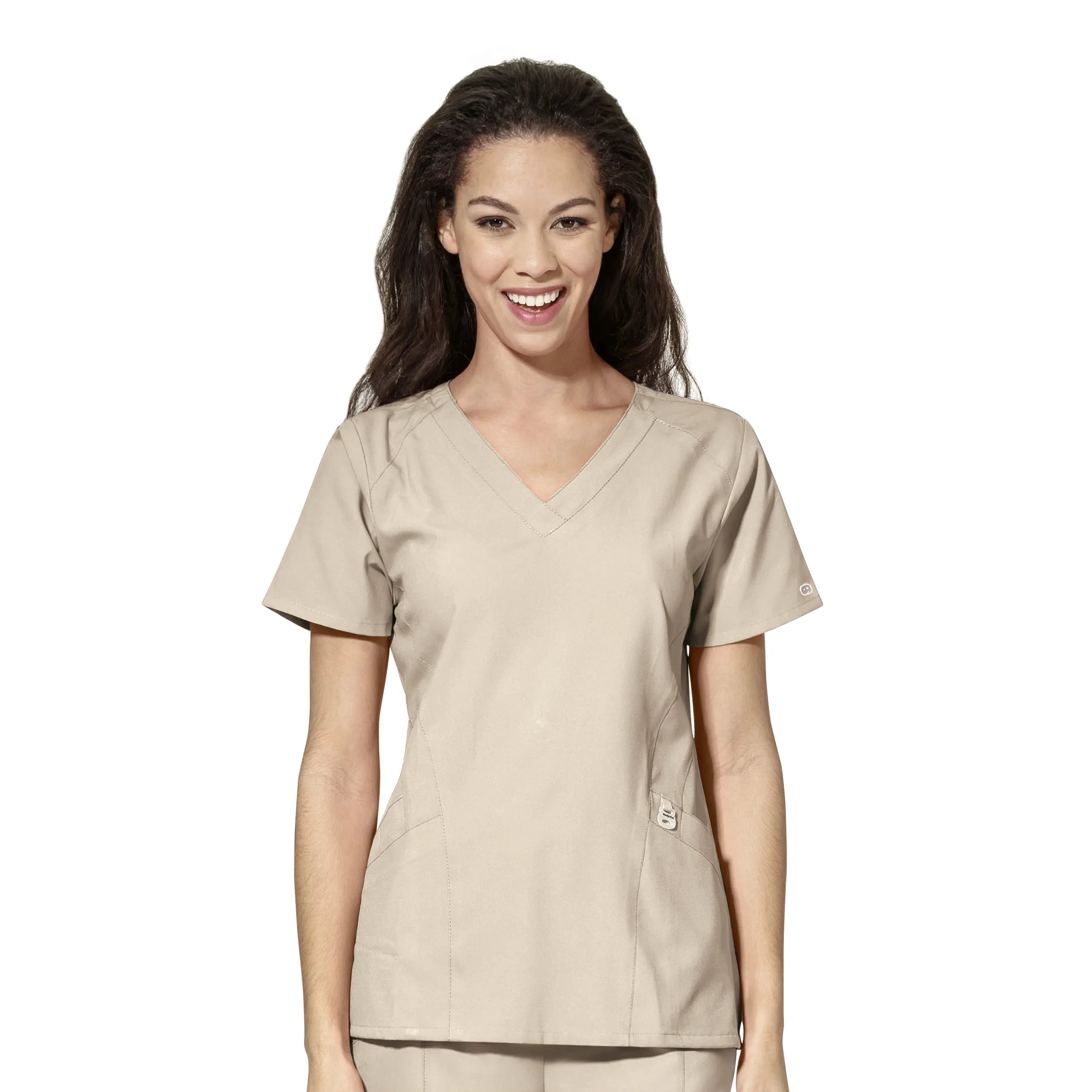 Wink Women's Stylized V-Neck Scrub Top - Khaki