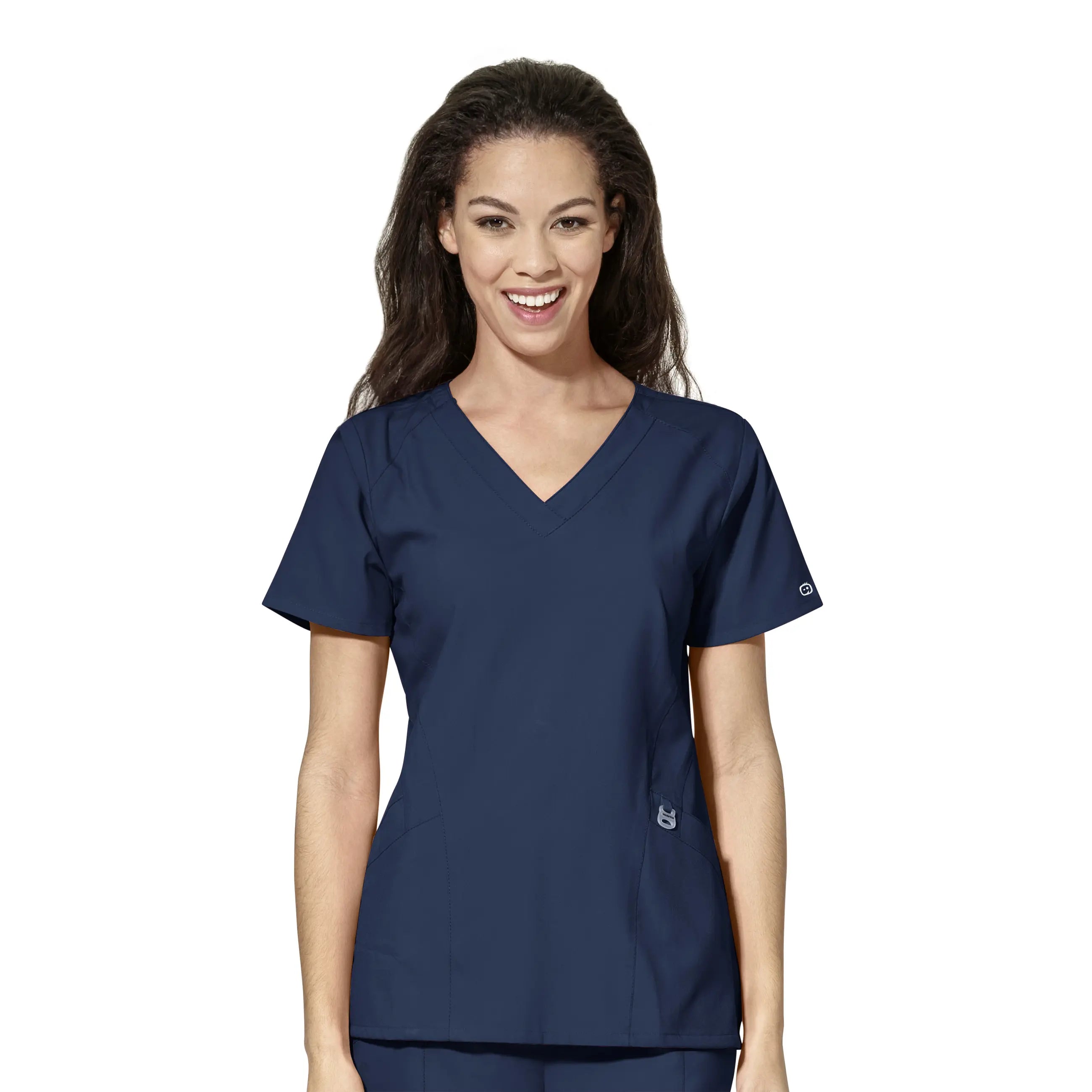 Wink Women's Stylized V-Neck Scrub Top - Navy