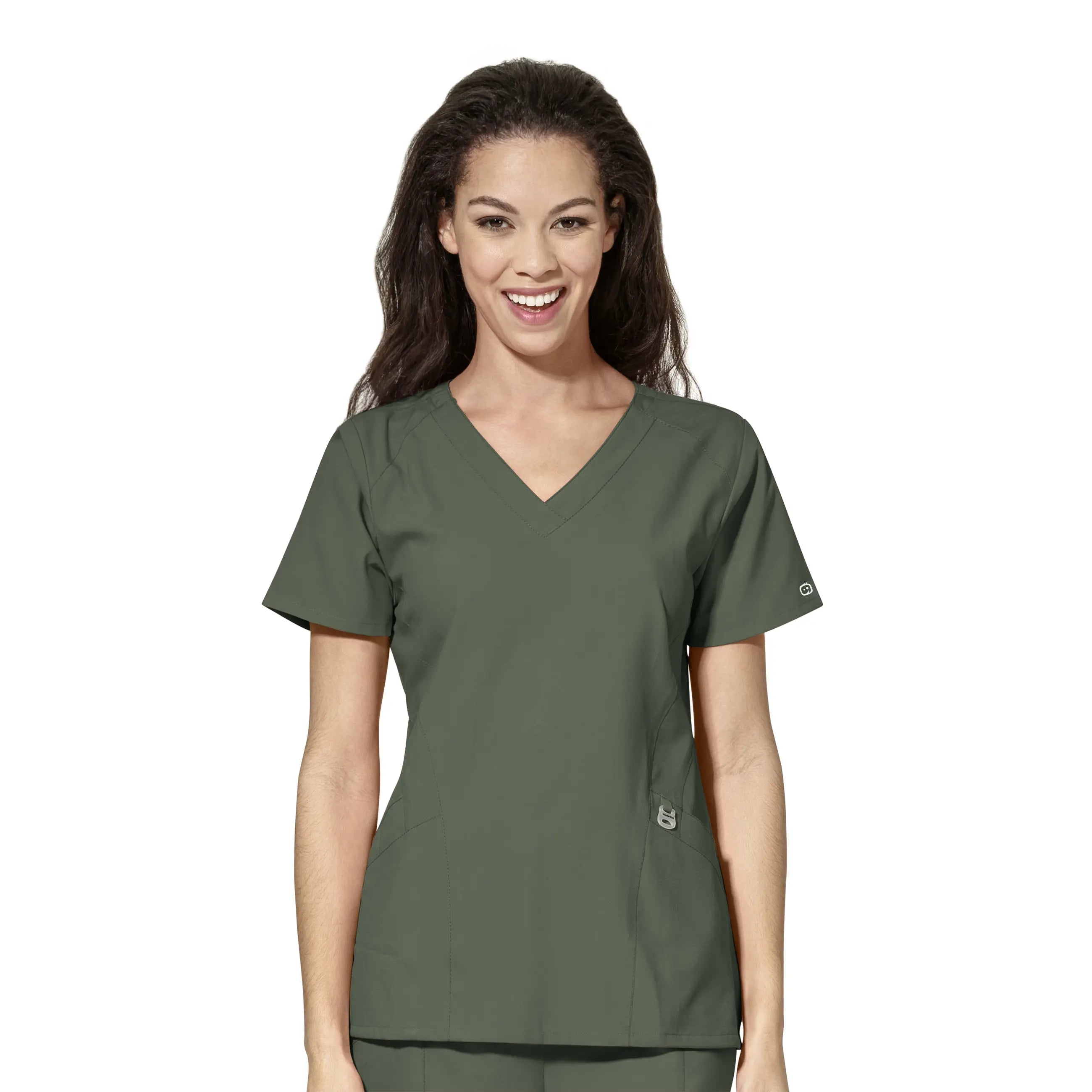 Wink Women's Stylized V-Neck Scrub Top - Olive