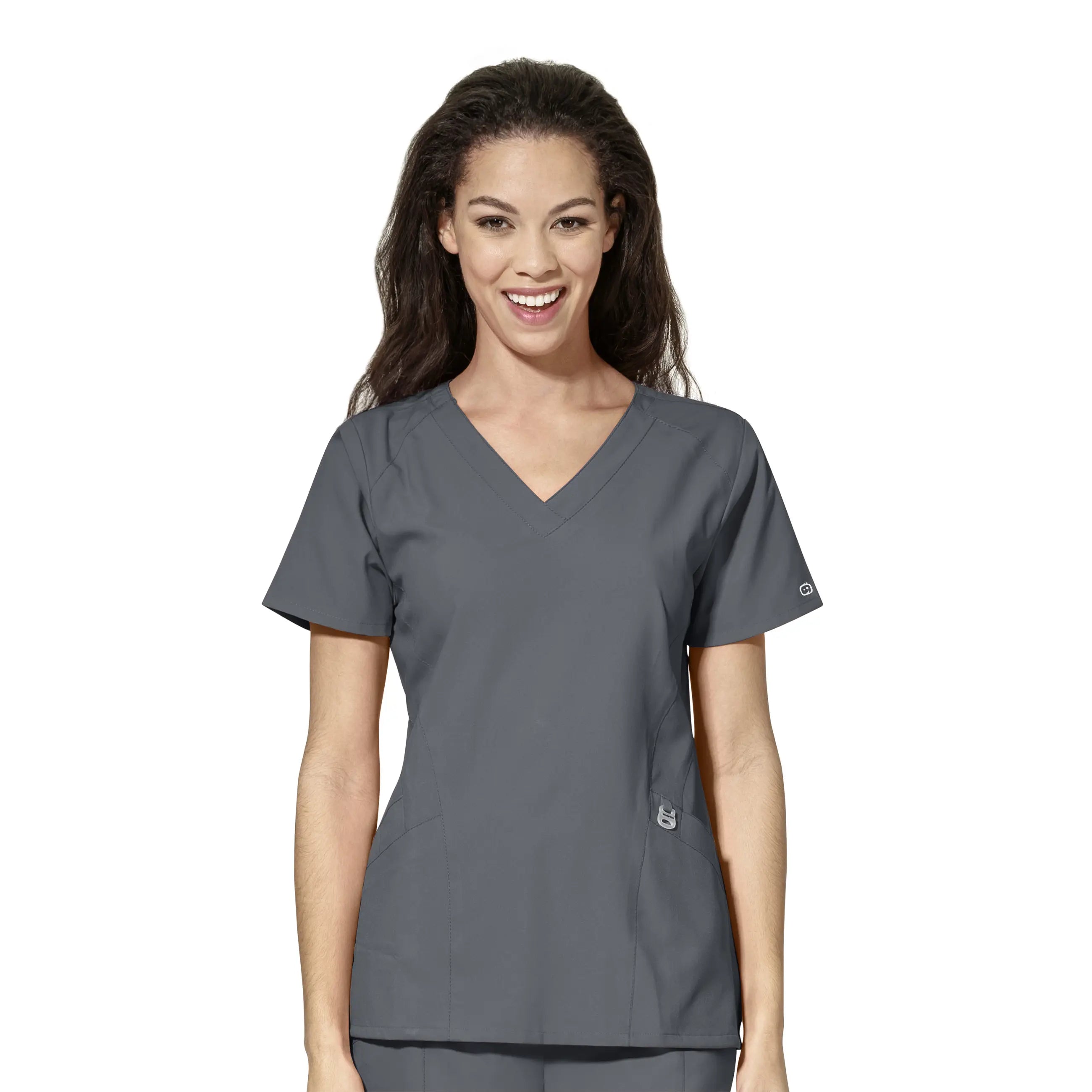 Wink Women's Stylized V-Neck Scrub Top - Pewter