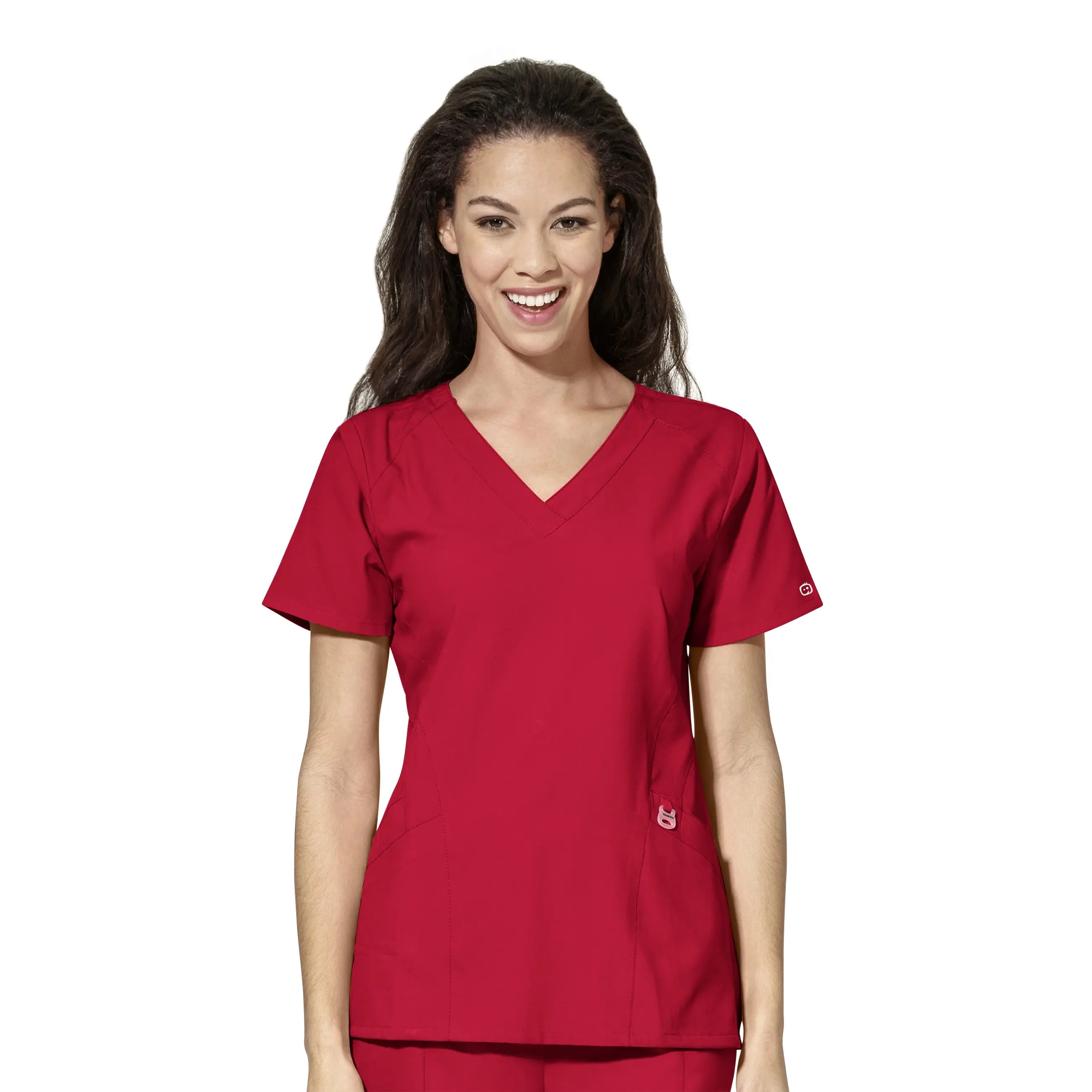 Wink Women's Stylized V-Neck Scrub Top - Red