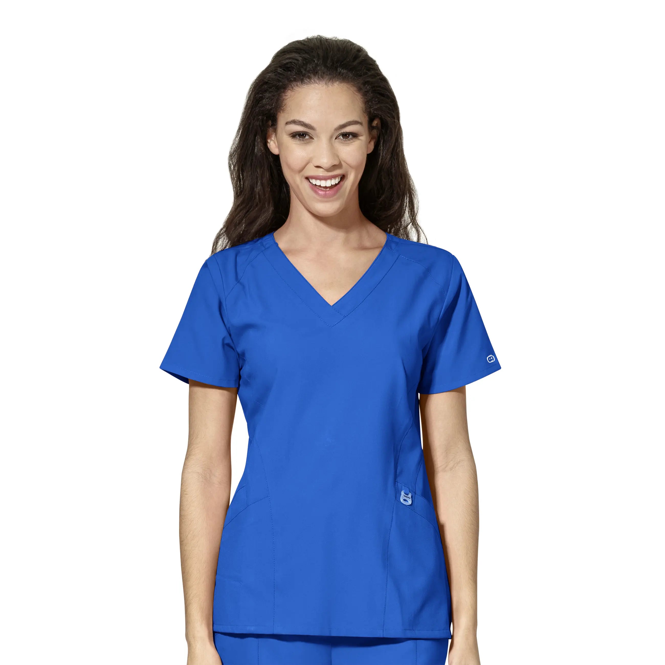 Wink Women's Stylized V-Neck Scrub Top - Royal Blue