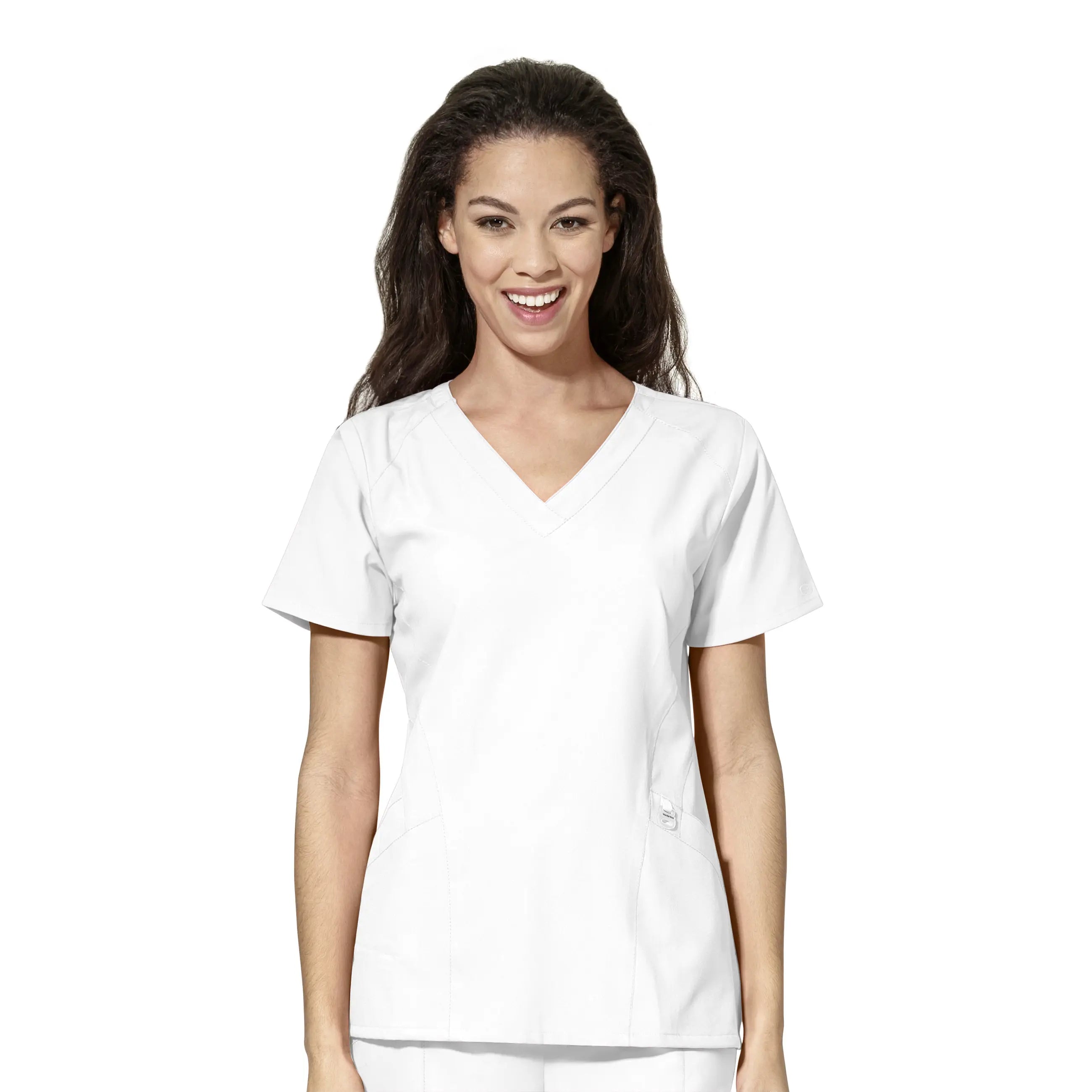 Wink Women's Stylized V-Neck Scrub Top - White