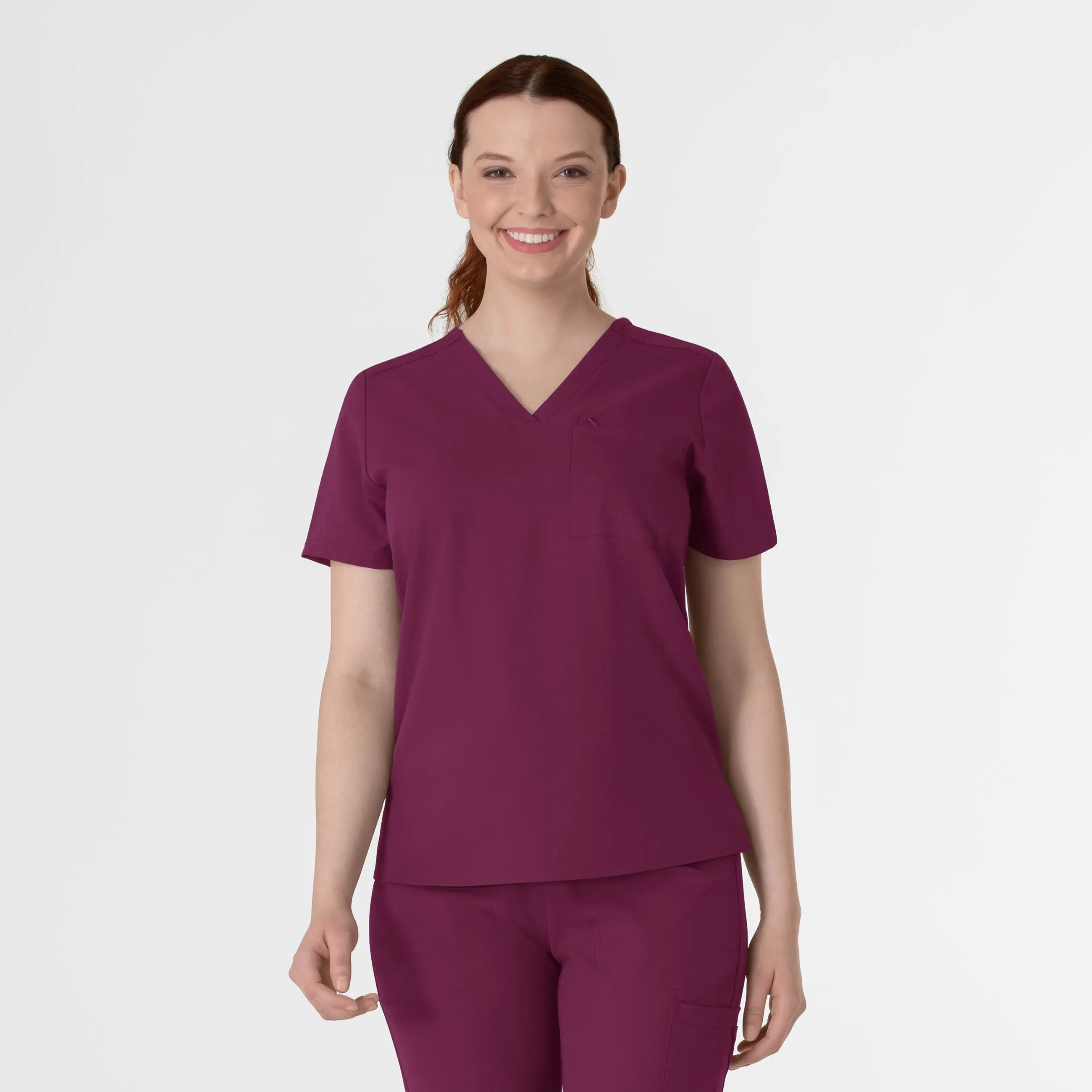 Wink Women's Thrive V-Neck Tuck-In Scrub Top - Wine