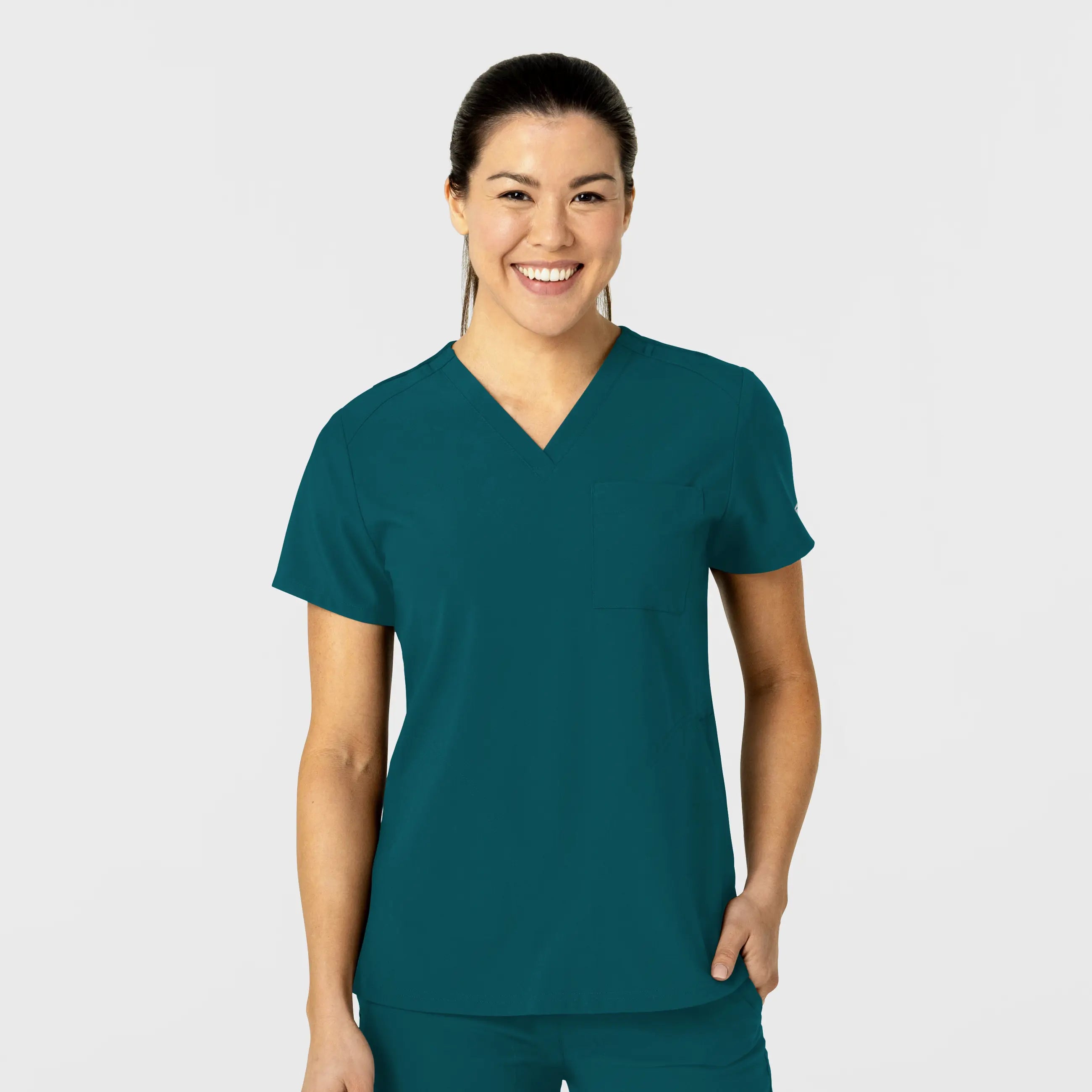 Wink Women's W123 Flex-n-Reach V-Neck Scrub Top - Caribbean Blue