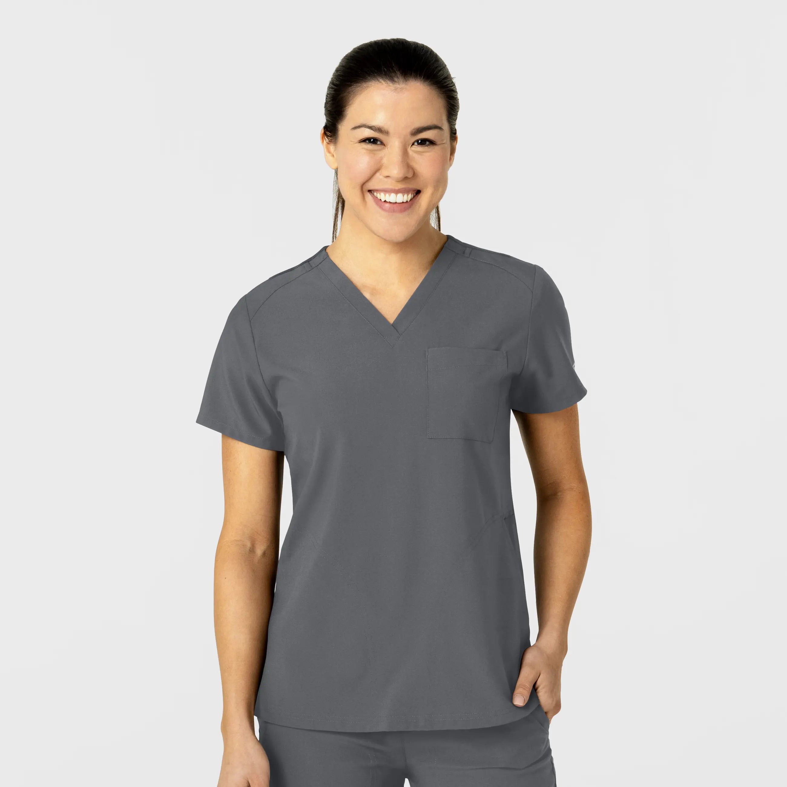 Wink Women's W123 Flex-n-Reach V-Neck Scrub Top - Pewter