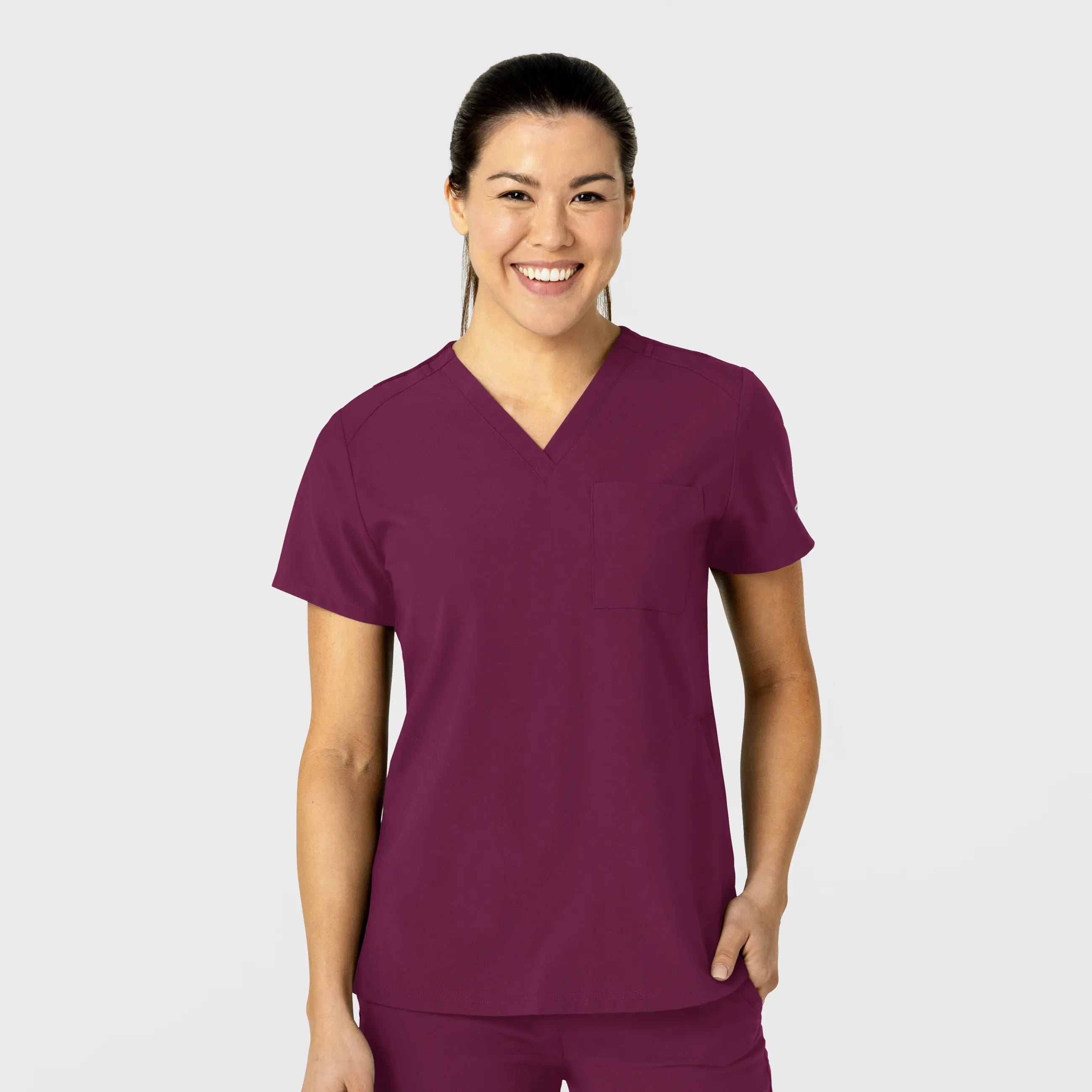 Wink Women's W123 Flex-n-Reach V-Neck Scrub Top - Wine